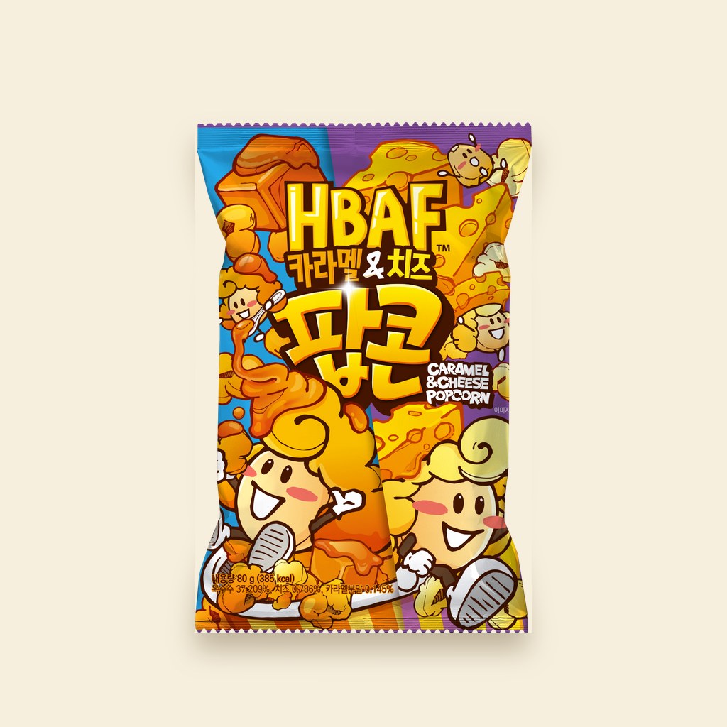 פופקורן HBAF קרמל וגבינה 80 גרם